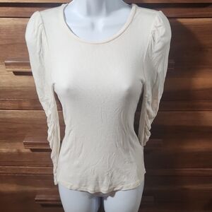 Bar III Cream Long Sleeve Top